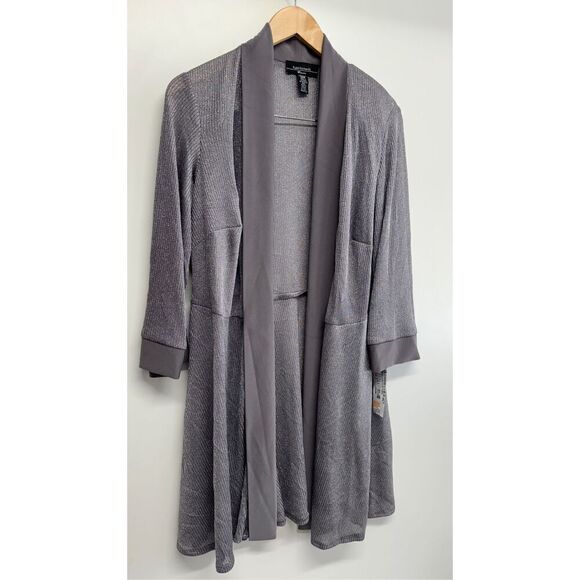 R&M Richards Open Cardigan Size 14W Gray Metallic 3/4 Sleeve NEW - Picture 4 of 8
